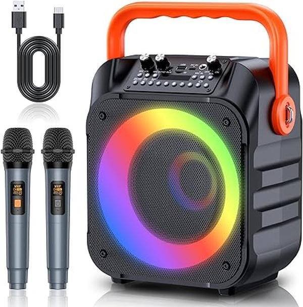 Bluetooth Karaoke Machine with 2 Wireless Microphones