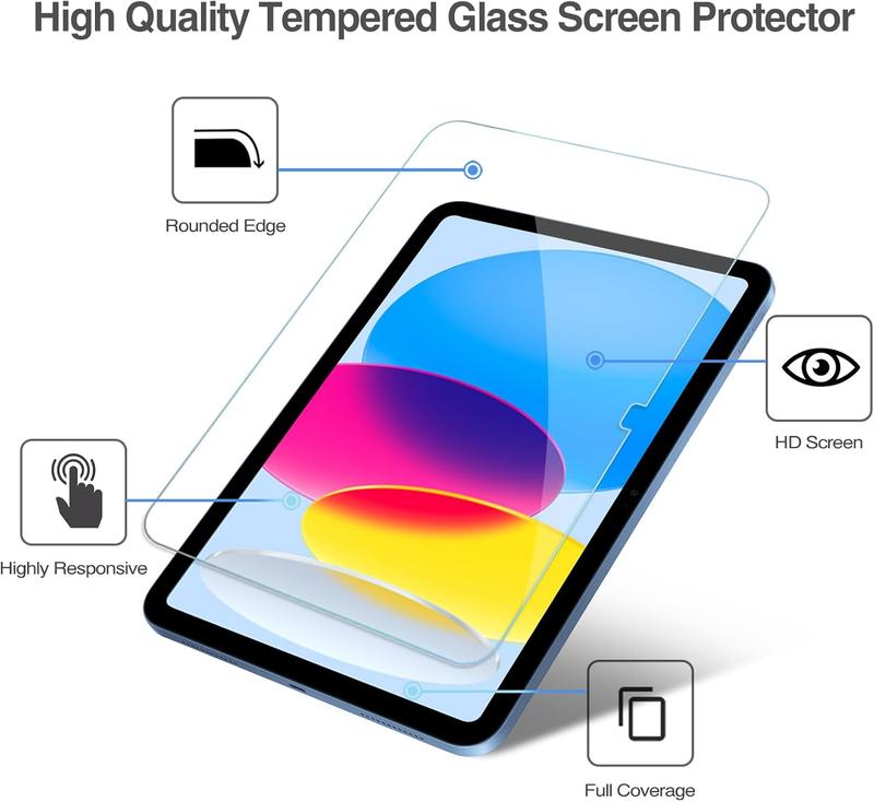 3+3 Pack Tempered Screen Protector for iPad 10th Generation with Camera Lens Protector, Protective Glass Film Guard for 10.9 iPad 10 Gen 2022