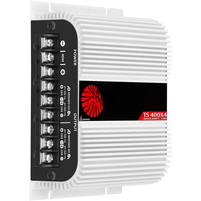 Taramps TS 400x4 400 watts RMS 4 Channels Full Range  Audio Amplifier, 2 Bridged Channels, RCA Input Class D, Output Power, Multichannel Amplifier System, Small - TS400X4