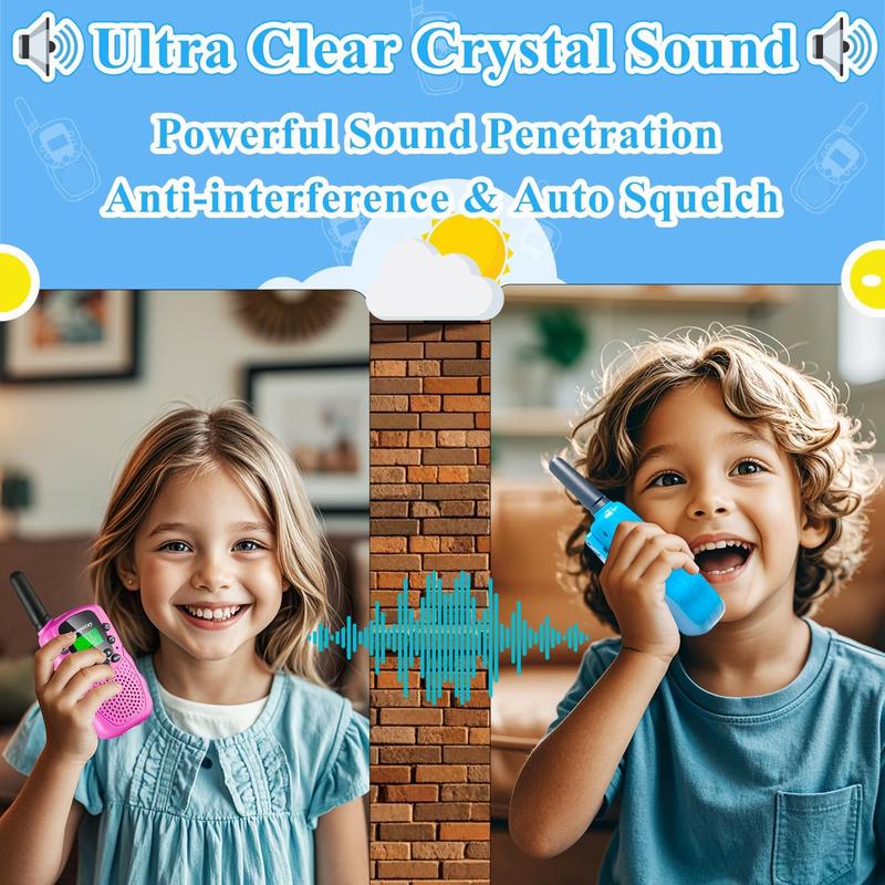 Walkie Talkie for Kids 3 Pack, Kids Walkie Talkies for Girls and Boys, Long Range Walkie Talkie Toys with Flashlight & 22 Channels. Boys Girls Toys Gifts for Kids Age 3-12(Blue Pink Yellow, 3Pack)