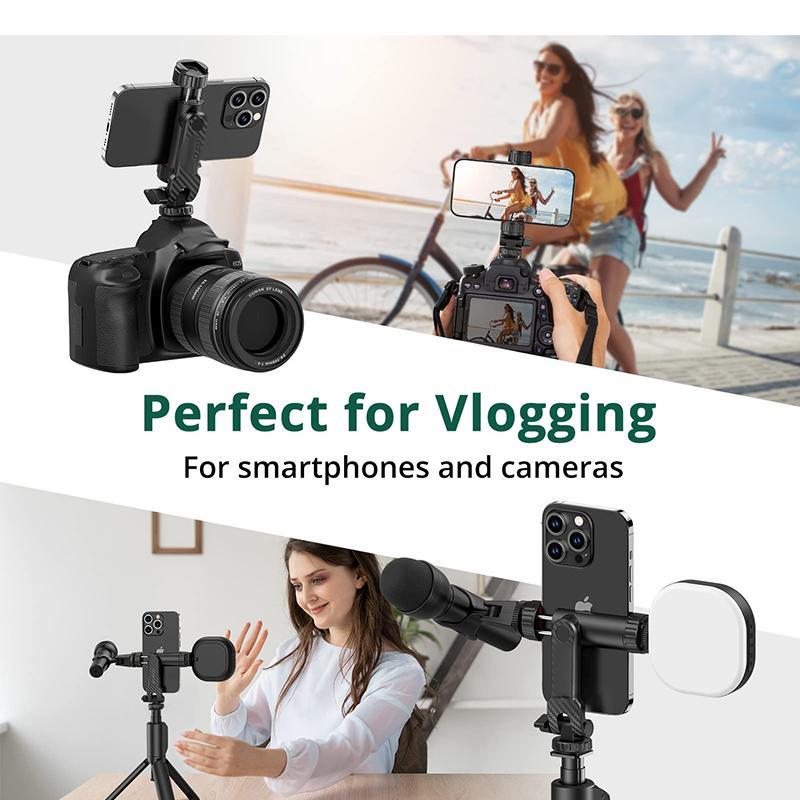 Hot Shoe Phone Clip, Multifunctional Handheld Vlog Extension Cold Shoe Clip, Universal Camera Monitor Mount, Camera Accessories for Live Streaming