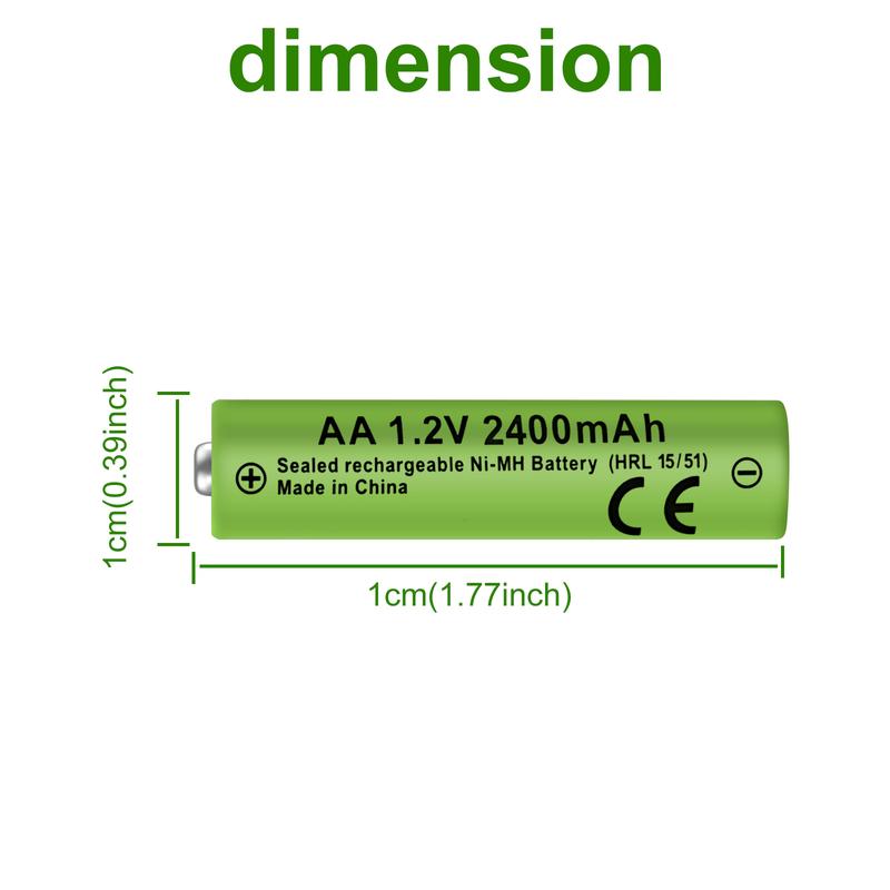 8 16pcs, AA Rechargeable Batteries 1.2V 2400mAh Rechargeable Batteries for Remote Controls, Toys,Smoke Alarms, Remote Controllers,Cameras, Radios, Alarmm Clocks,Wireless Mice, Shavers