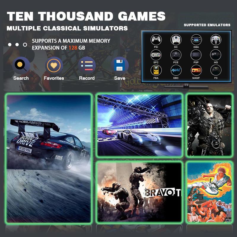 x2 ultra 2.4G Twin Wireless Gamepad, Game Stick , Built-in 128g memory and 30,000 games, support more than 40 kinds of emulators, two player retro game console, family game console, classic arcade games, husband kids' gifts