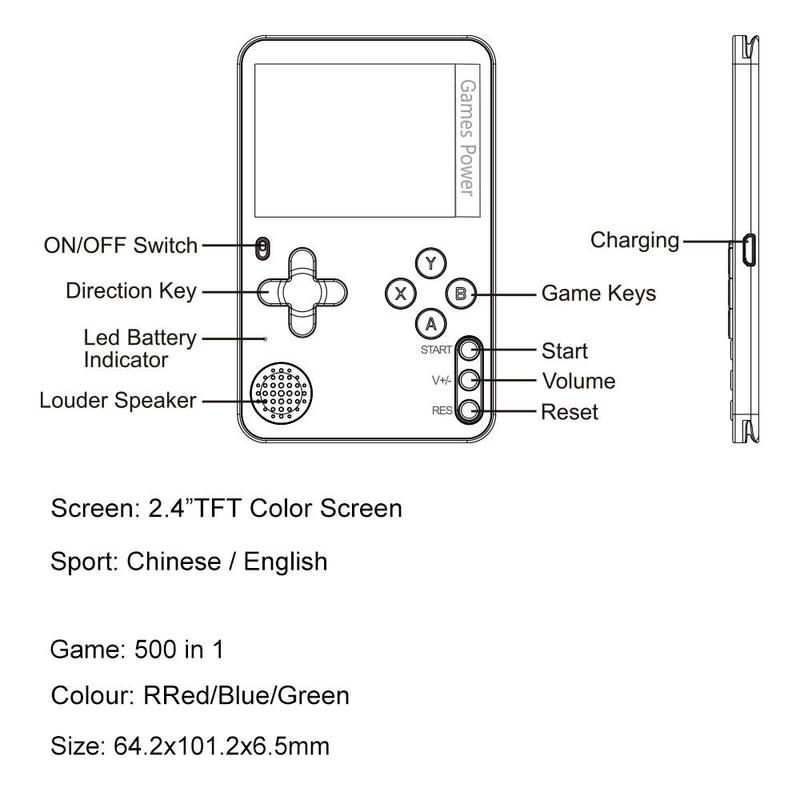 Portable Handheld Game Console, USB Rechargeable Retro Game Console, Handheld Game Console for Kids, Retro Game Console for Boys & Girls Gift