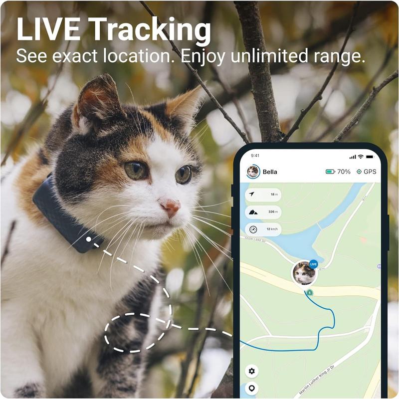 Tractive GPS Tracker & Health Monitoring for Cats (6.5 lbs+) - Market Leading Pet GPS Location Tracker | Wellness & Escape Alerts | Waterproof | Works with Any Collar (Dark Blue)