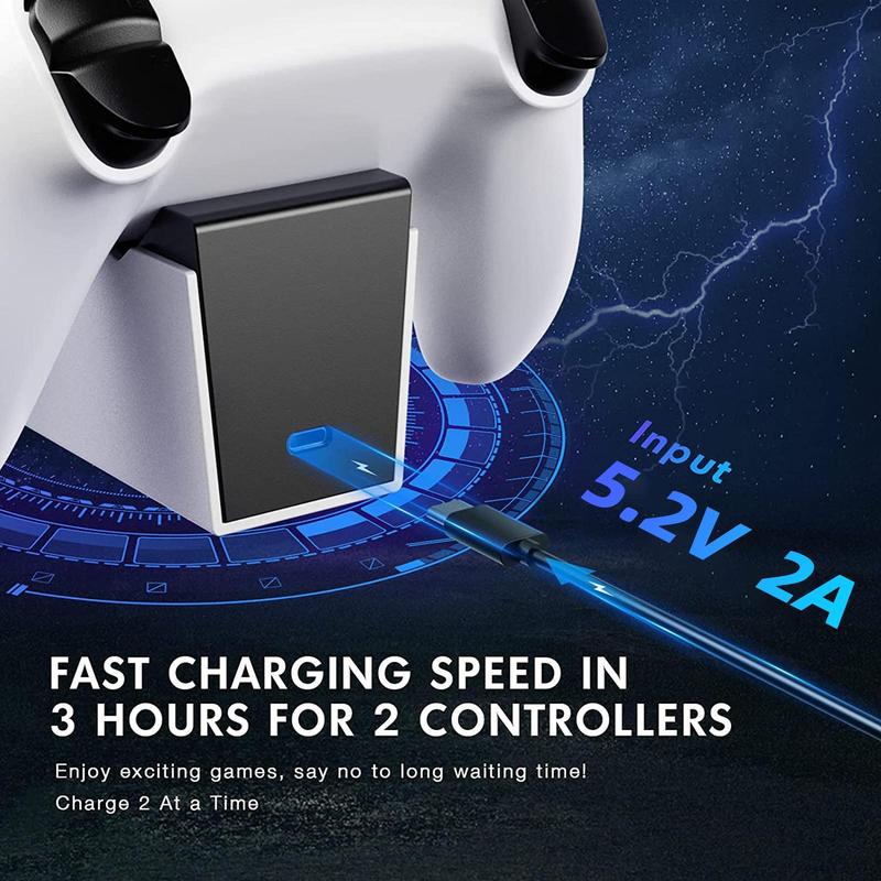 Dual Charging Base For PS5 Gaming Controller, Multifunctional Dual PS5 Controller Gamepad Charging Charger Base, Type-C Gaming Controller Charging Station For PS5 Controller, Gaming Console Accessories, Gaming Accessories