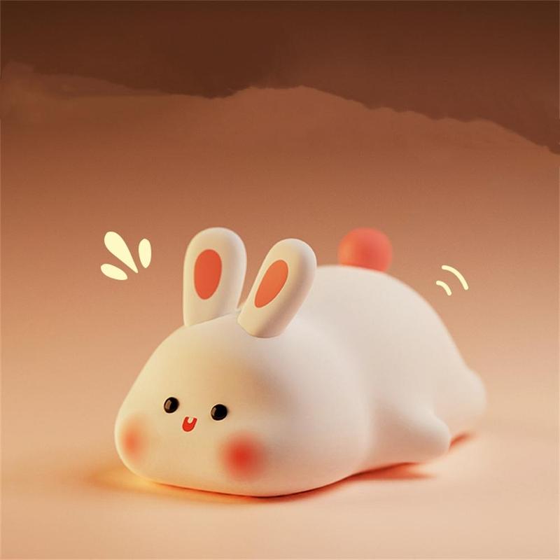 Cute Rabbit Design Night Light, USB Rechargeable Silicone Lamp, Decorative Light for Bedroom, Living Room, Home Decor, Gift for Friends