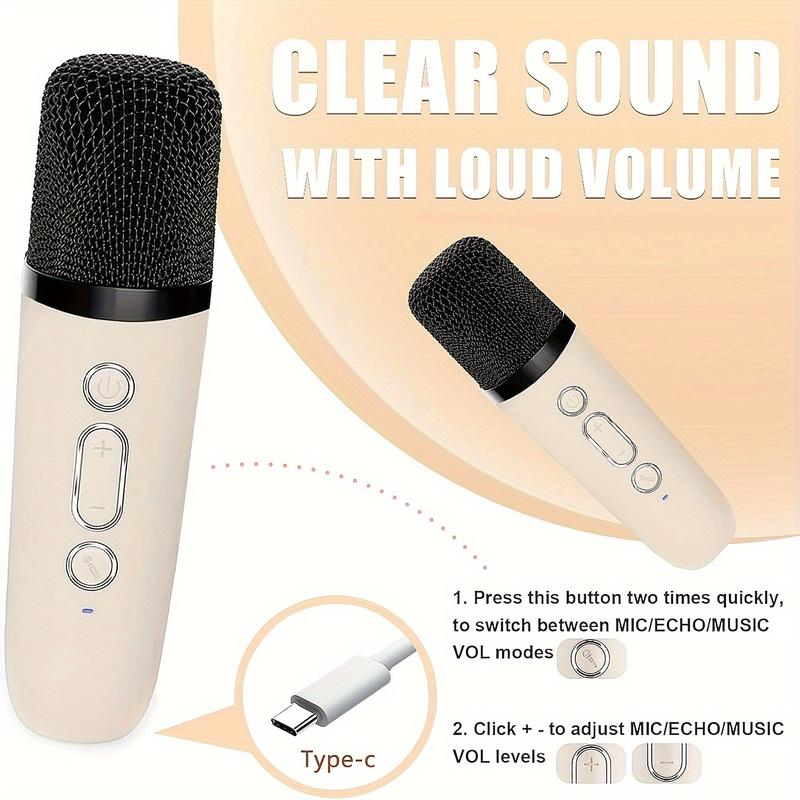 A Mini Karaoke Machine with Two Microphones, Portable Wireless Sound Box of Microphone, LED Light Effect Karaoke Machine, Suitable for Birthday Parties, Family Gatherings and Other Occasions. Suitable as Speaker, Christmas Gift, New Year Gift, Birthday Gi