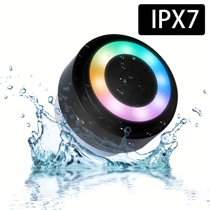 Waterproof Wireless Speaker, Mini Portable Speaker with Suction Cup & Mic, Rechargeable Speaker for Bathroom, Outdoor, Travel, Camping