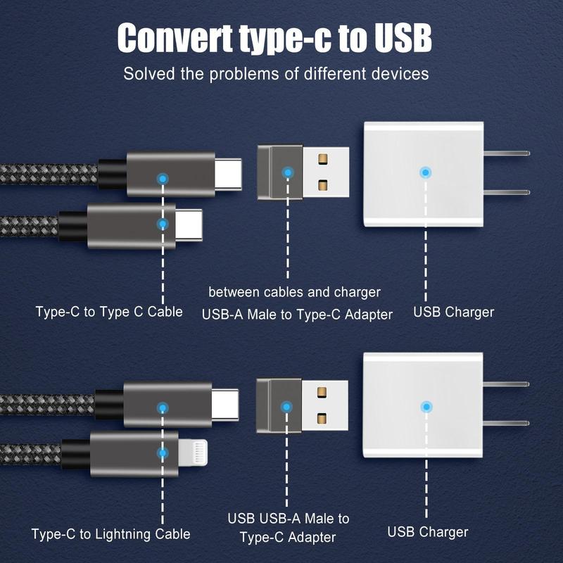 USB To Type-C Adapter for Fall, Multifunctional Portable USB Type-C Adapter for Car Charger, Ideal For Carrying, Electronic Smartphone Charger