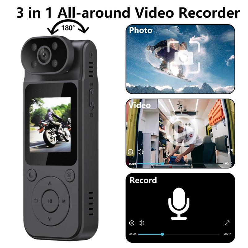 4K Outdoor Sports Camera, USB Rechargeable Portable Action Camera with 180° Rotatable Lens & 1.45in LCD Screen, Durable & Wearable Sports Camera for Outdoor, Sports, Law Enforcement