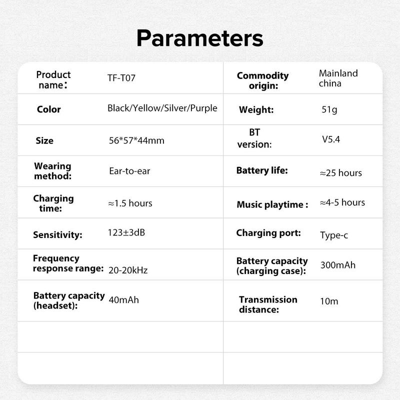 Transformers TF-T07 Wireless Headset, HD Voice Surround Sound BT5.4 Wireless Earphone, Ear Hanging Headphones, Portable Long Lasting Battery Life Wireless Earbuds, Music Headset, Summer Gift, Stocking Fillers