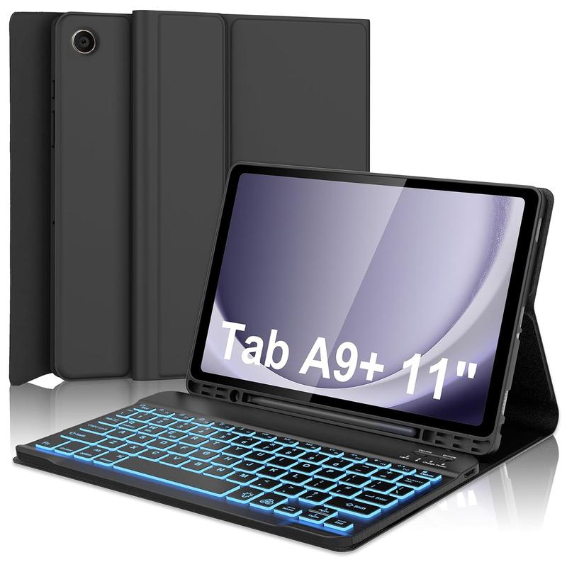 Galaxy Tab A9 Plus Case with Keyboard 5G 11 Inch 2023 (SM-X210 X216 X218) -   Keyboard - 7 Colors Backlit -  Protective Cover with S Pen Holder for Galaxy Tab A9+ 11