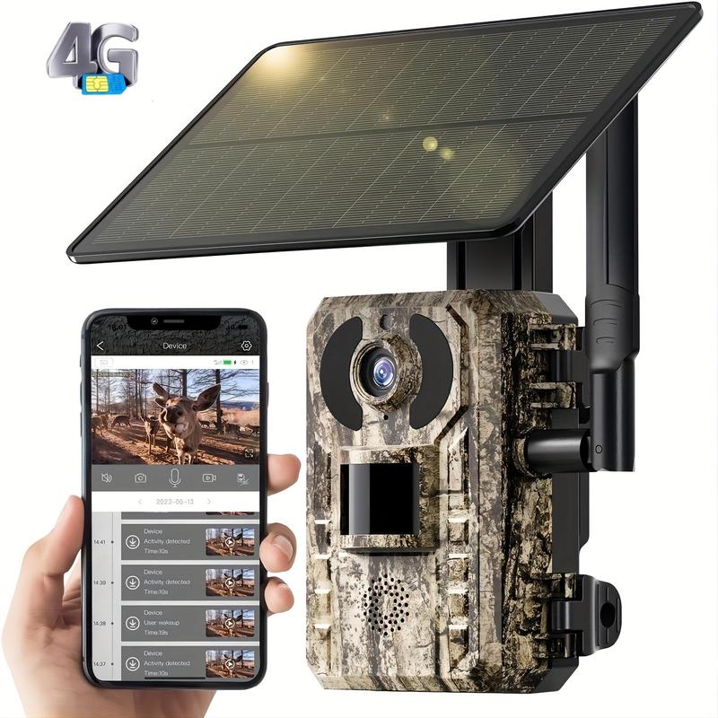 4pcs 4G LTE Cellular Trail Camera With 2.7K Live View, Ultra HD Night Vision, Built-in SIM Card, Remote Phone Access, 0.2S Motion Activation, With Solar Panel, For Use In Places Without WiFi Signal, Suitable For Hunting Cameras In Remote Areas Such As Mou