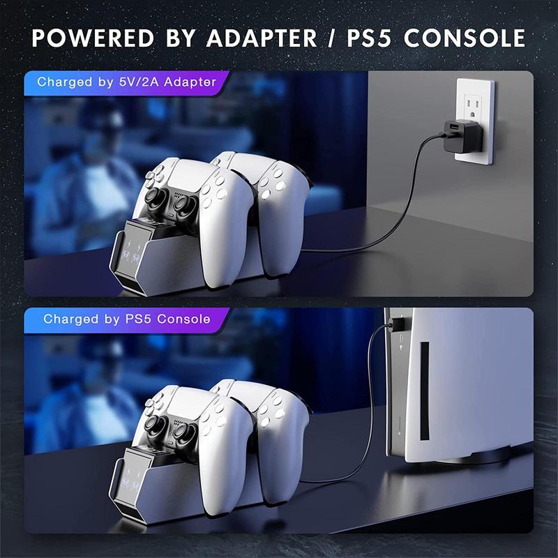 Dual Charging Base For PS5 Gaming Controller, Multifunctional Dual PS5 Controller Gamepad Charging Charger Base, Type-C Gaming Controller Charging Station For PS5 Controller, Gaming Console Accessories, Gaming Accessories