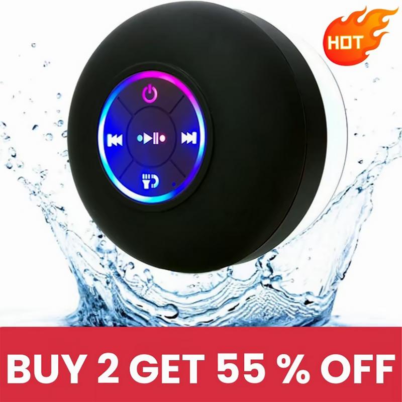 Portable mini Bluetooth shower  with variable LED lights, iPX4 waterproof, hands-free , wireless stereo rechargeable, suitable for beaches, showers, and homes, a must-have for families Mini Waterproof Shower  waterproof Audio Speakers Smartphone Subwoofer