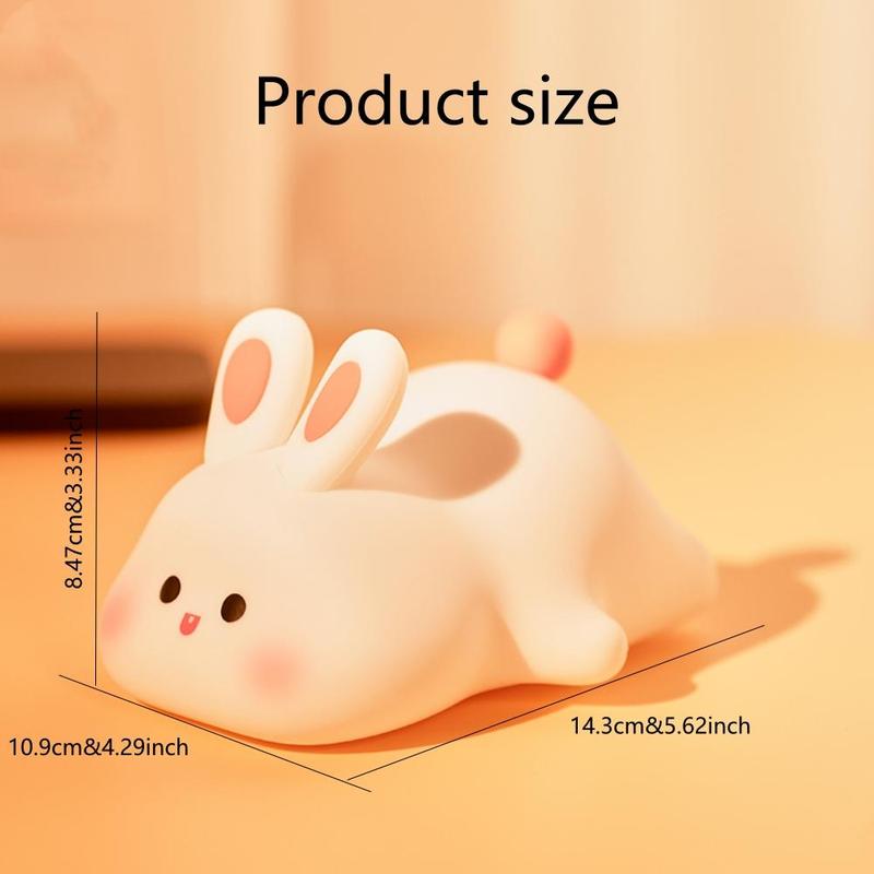 Cute Rabbit Design Night Light, USB Rechargeable Silicone Lamp, Decorative Light for Bedroom, Living Room, Home Decor, Gift for Friends