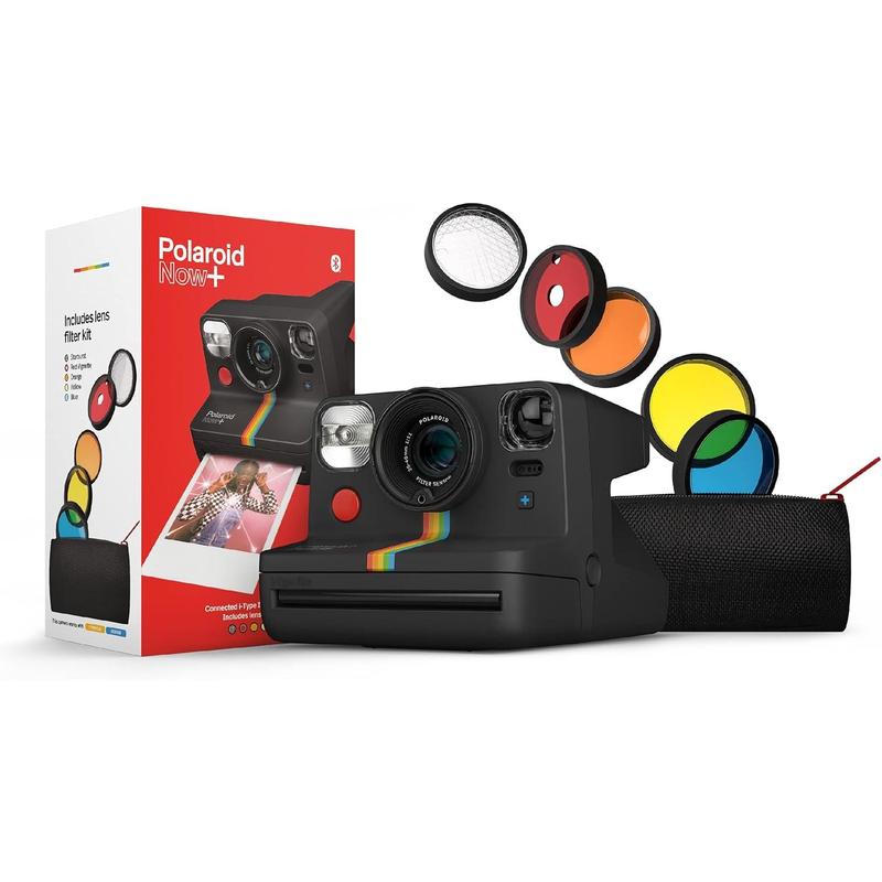 Polaroid Now+ Black (9061) - Bluetooth Connected I-Type Instant Film Camera with Bonus Lens Filter Set