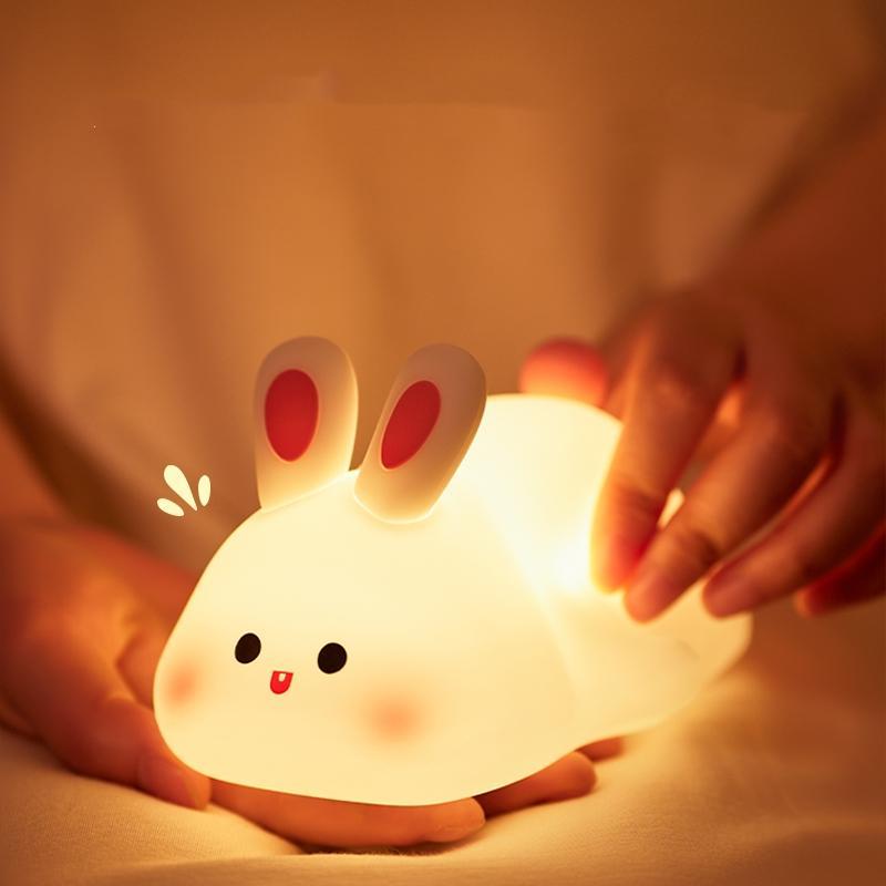 Cute Rabbit Design Night Light, USB Rechargeable Silicone Lamp, Decorative Light for Bedroom, Living Room, Home Decor, Gift for Friends