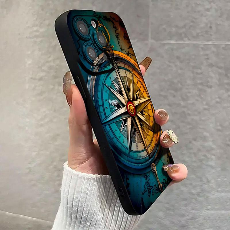 Compass Pattern Phone Case, Anti-drop Cellphone Protective Case, Total Protective Shockproof Mobile Phone Cover for iPhone 11 12 13 14 15 16 Pro Max