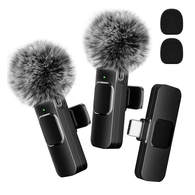 Professional Wireless Lavalier Microphone for iPhone Type-C Phones, USB Rechargeable Wireless Mic, Plug-Play Lapel Mini Microphone for Video Recording, Teaching, Interviews, Podcast, Streaming Equipment