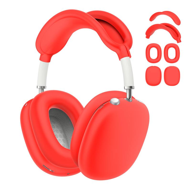 4 In 1 Silicone Gaming Headphone Protective Cover Kit, Headband Beam Crossbeam Cover, Ear Cap Cover, Soft Headset Protective Case for AirPods Max, Headphone Accessories