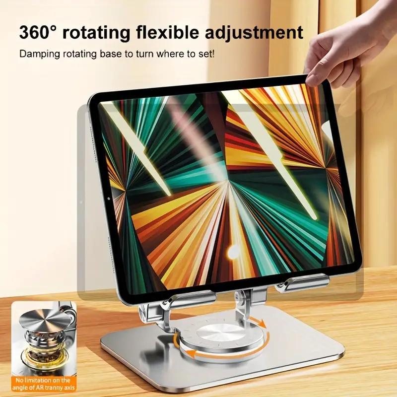 Adjustable Tablet Stand, 1 Count Aluminum Alloy 360 Degree Rotatable Desktop Tablet Holder, Universal Tablet Stand