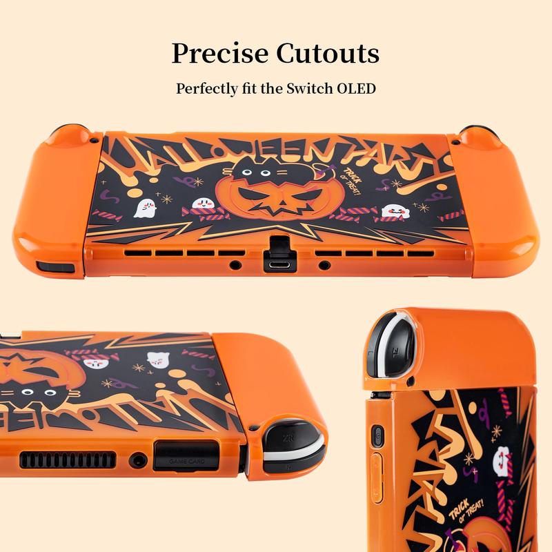 GeekShare Protective Case for NS & Switch OLED Hard Shell Slim Cover Case Compatible with Nintendo Switch OLED and Joy Con - Halloween Party