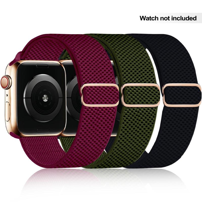 Stretchy Solo Loop Band Compatible with Apple Watch Band 42mm 44mm 45mm 49mm for Women Men, 3 Counts Adjustable Sport Elastic Nylon Strap for iWatch Series Ultra2 Ultra1 SE 9 8 7 6 5 4 3 2 1