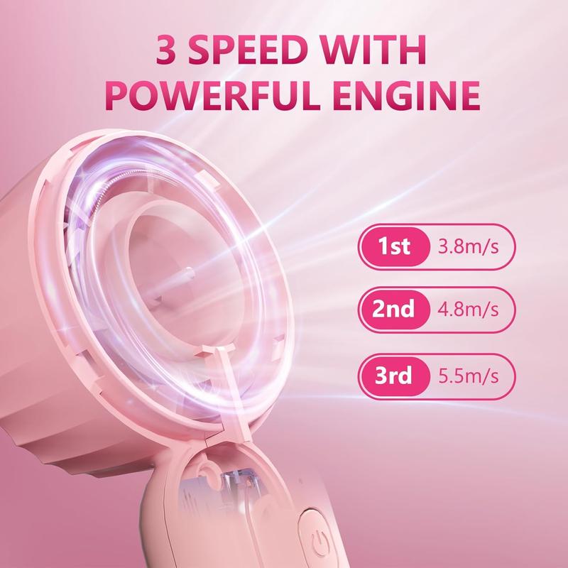 Handheld Lash Fan Mini Portable 3 Speeds Eyelash Fan USB Rechargeable Mini Fan with Makeup Brushes and Mascara Brushes Lash Fan Dryer for Eyelash Extensions for Women Girls Button Charging