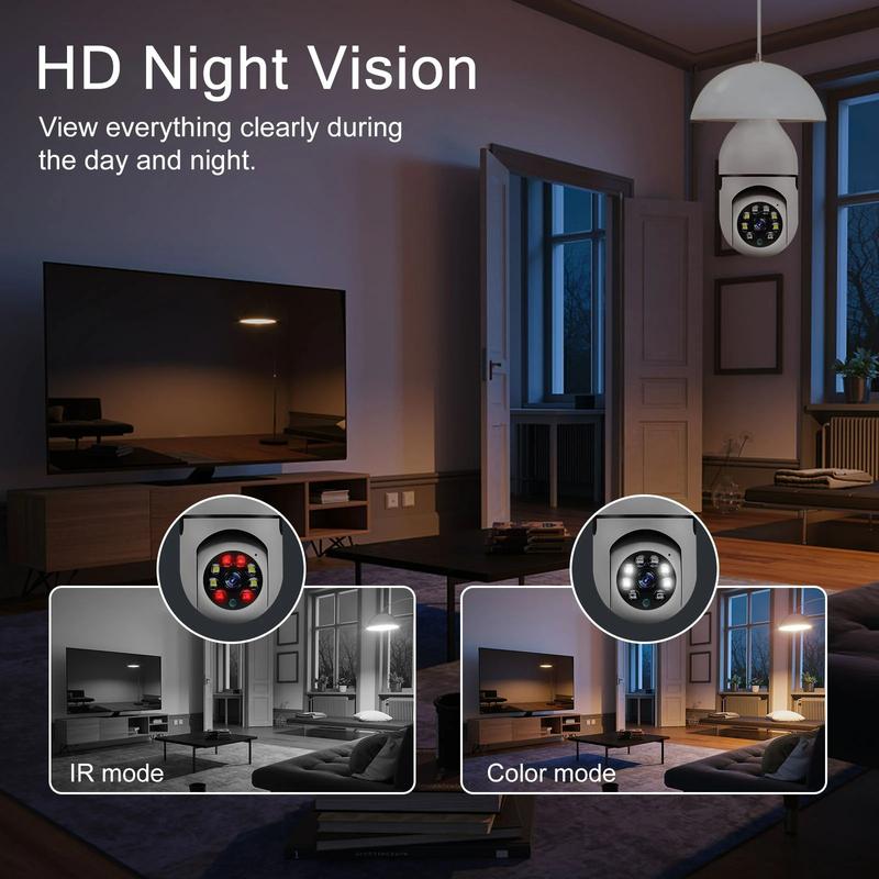 E27 Bulb 5MP Cameras Wifi Surveillance Video Monitor Night Vision Full Color Human Tracking 4X Zoom Wireless Security Protection