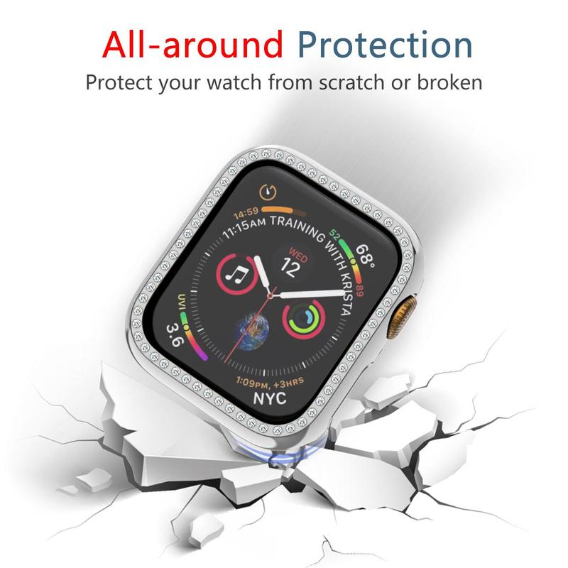 Rhinestone Decorative Hollow Smart Watch Case, Shockproof Smart Watch Cover, Wearable Accessories Compatible With iWatch 38mm 40mm 41mm 42mm 44mm 45mm