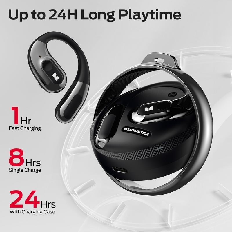 MONSTER Translation Wireless Earbuds, IPX5 Water-resistant Open-Ear Headphones, Earphones Support Real Time Bluetooth Translation Headphone Audio Electronic open-ear headphone