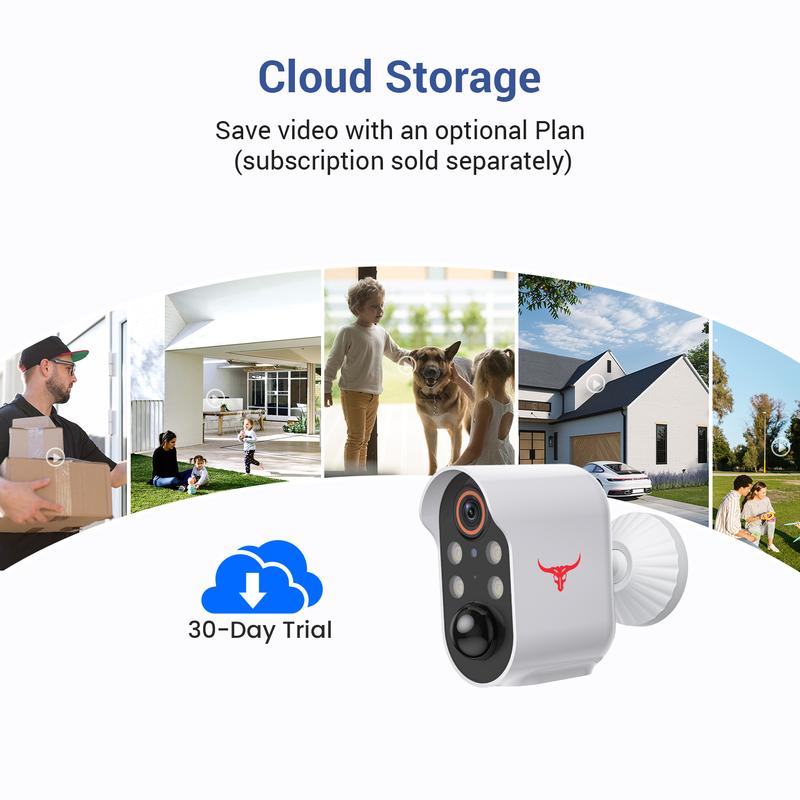 Wireless Security Camera with AI Human Detection, PIR Motion Detect, Night Vision Security Camera, 2-way Talk, Cloud Storage Service, Rechargeable Battery Included, Wi-Fi Camera, Wireless Camera, Battery Camera for Home Security, IP Camera Outdoor, 2.4GHz