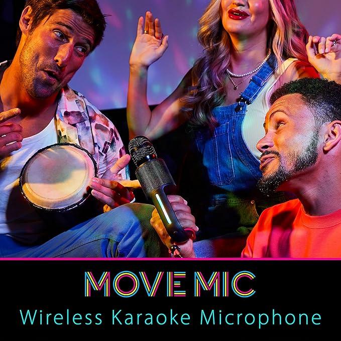 Singing Machine Move Mic, Handheld Bluetooth Karaoke Microphone and Speaker and 22 Professionally Tuned Vocal Effects, Audio