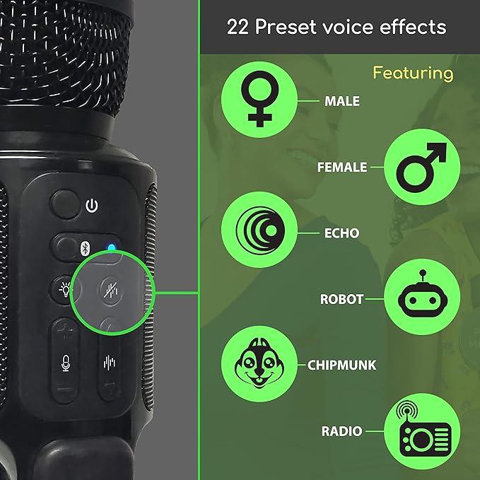 Singing Machine Move Mic, Handheld Bluetooth Karaoke Microphone and Speaker and 22 Professionally Tuned Vocal Effects, Audio