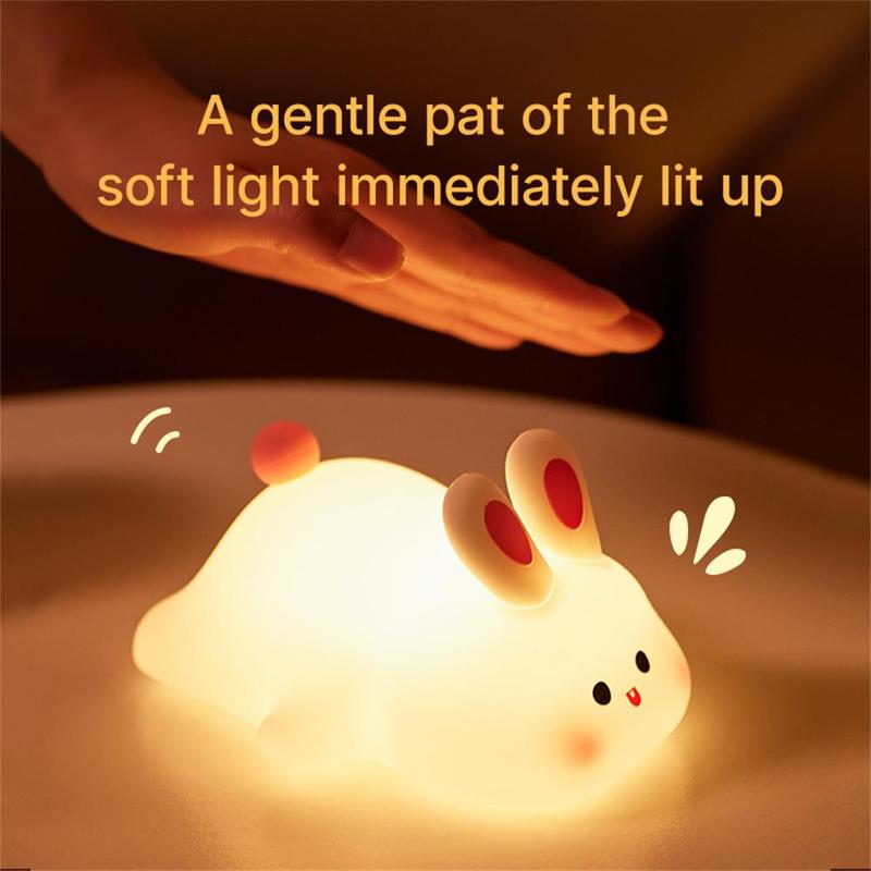 Cute Rabbit Design Night Light, USB Rechargeable Silicone Lamp, Decorative Light for Bedroom, Living Room, Home Decor, Gift for Friends