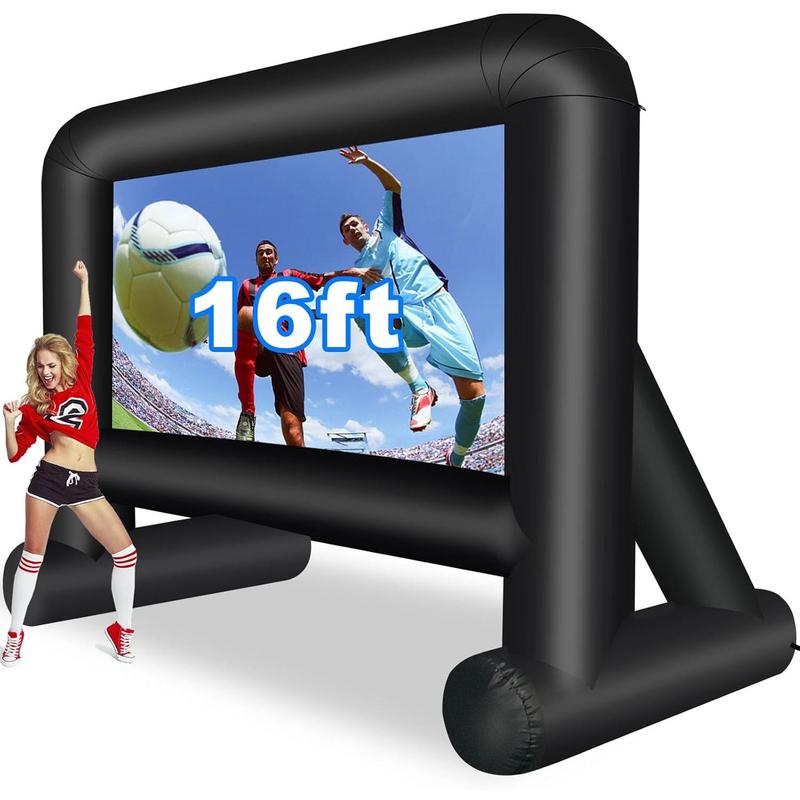 16 Feet Inflatable Movie Screen Outdoor, Projection Screen with Air Blower, Tie-Downs and Storage Bag - Easy Set up, Blow Up Screen for Backyard Movie Night, Theme Party Audio christmas 2024 ornament