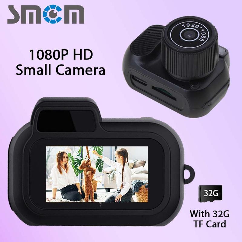 SMCM 1080P Mini Digital Camera, 0.96 Inch Display Camera with 8 Filters, Sports Camera with 32GB TF Card, Gift for Thanksgiving