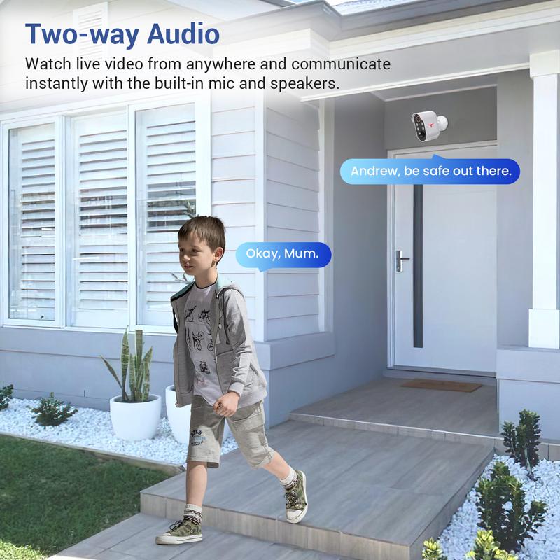 Wireless Security Camera with AI Human Detection, PIR Motion Detect, Night Vision Security Camera, 2-way Talk, Cloud Storage Service, Rechargeable Battery Included, Wi-Fi Camera, Wireless Camera, Battery Camera for Home Security, IP Camera Outdoor, 2.4GHz