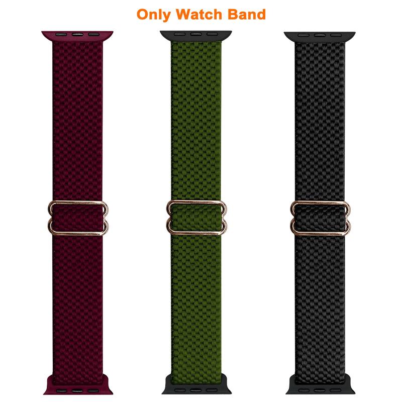 Stretchy Solo Loop Band Compatible with Apple Watch Band 42mm 44mm 45mm 49mm for Women Men, 3 Counts Adjustable Sport Elastic Nylon Strap for iWatch Series Ultra2 Ultra1 SE 9 8 7 6 5 4 3 2 1