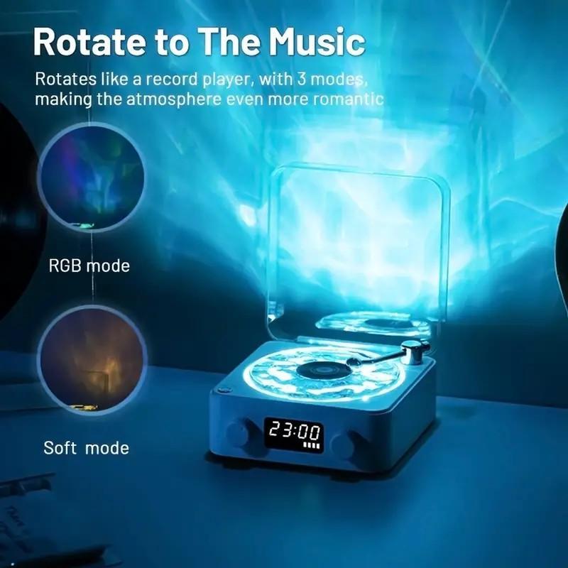 Vintage Phonograph Shaped Wireless Speaker, Portable Wireless Speaker with Ambient Light, Rechargeable Romantic Bedroom Decoration, Idea Couples Gift