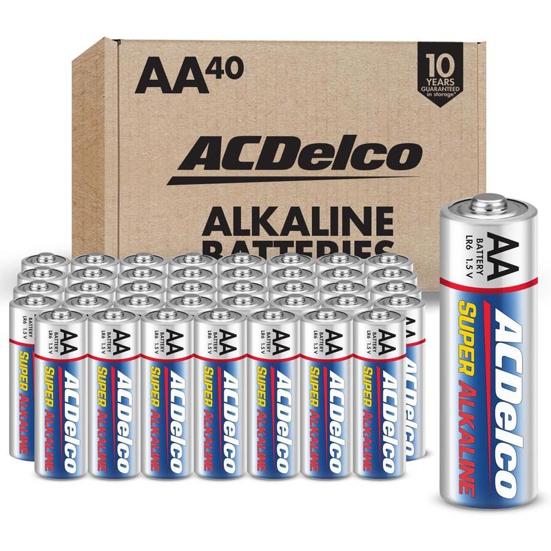 ACDelco 40-Count AA Batteries, Maximum Power Super Alkaline Battery, 10-Year Shelf Life, Reclosable Packaging, Blue Accessories Digital