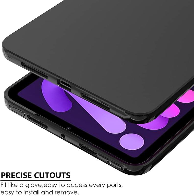 Case for iPad Mini 6 Case 2021, Case for iPad Mini 7 (A17 Pro 2024), Slim Design Matte TPU Rubber Soft   Protective Cover for  iPad Mini 7th 6th Generation 8.3 inch - Black