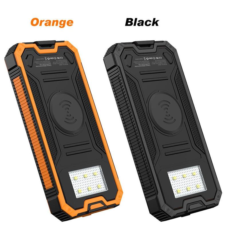 2-USB Ports Solar Power Bank, Wireless Solar Portable Charger for iPhone Huawei Phone, Wireless Solar Phone Charger with LED Light Flashlight, Mobile Charging Device, Smartphone Chargeable Accessories, Back to School