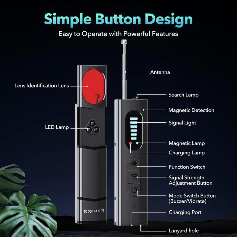 Portable Hidden Camera Wireless Detector, Mini Anti-spy Camera Detector, RF Signal Scanner, Bug Detector, GPS Tracker for Home, Car, Travel