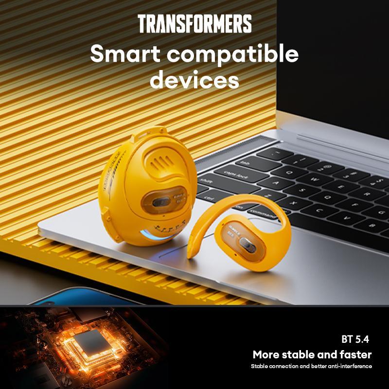 Transformers TF-T07 Wireless Headset, HD Voice Surround Sound BT5.4 Wireless Earphone, Ear Hanging Headphones, Portable Long Lasting Battery Life Wireless Earbuds, Music Headset, Summer Gift, Stocking Fillers