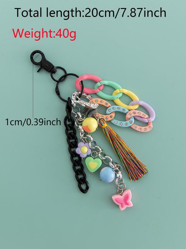 Cute Flower & Heart & Tassel & Chain Design Keychain, Fashionable Phone Lanyard, Anti-lost Phone Strap for Women & Girls, Mobile Phone Decoration Accessories