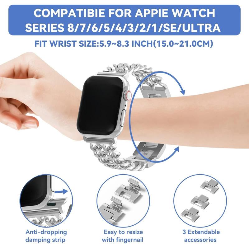 Rhinestone Decor Watch Band & Bracelet & 2 Case Set, Stainless Steel Replacement Watch Band, Fashion Wearable Accessories Compatible with Apple Watch Series 4 5 6 se se2