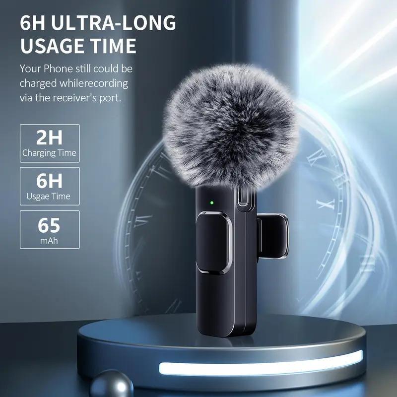 Professional Wireless Lavalier Microphone for iPhone Type-C Phones, USB Rechargeable Wireless Mic, Plug-Play Lapel Mini Microphone for Video Recording, Teaching, Interviews, Podcast, Streaming Equipment